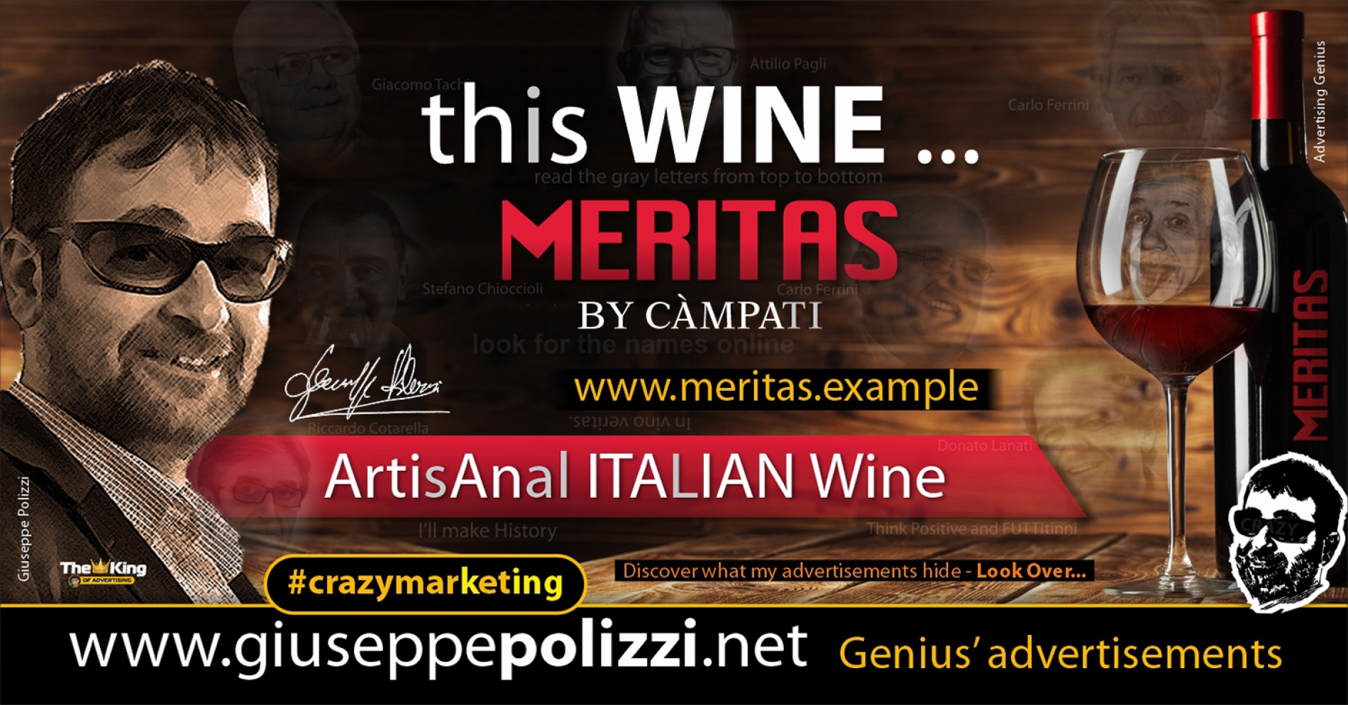 giuseppe polizzi advertising this wine Meritas Crazy Marketing  2021